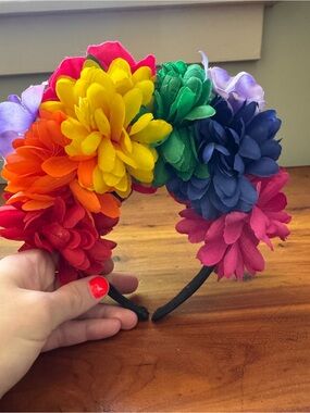 Rainbow faux flower headband like new